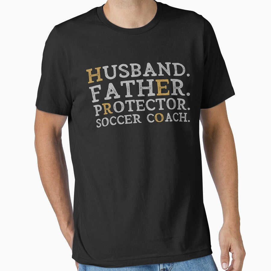 Husband Father Protector Soccer Coach Hero Dad Funny Sport Soccer Gift by WYGSTORE