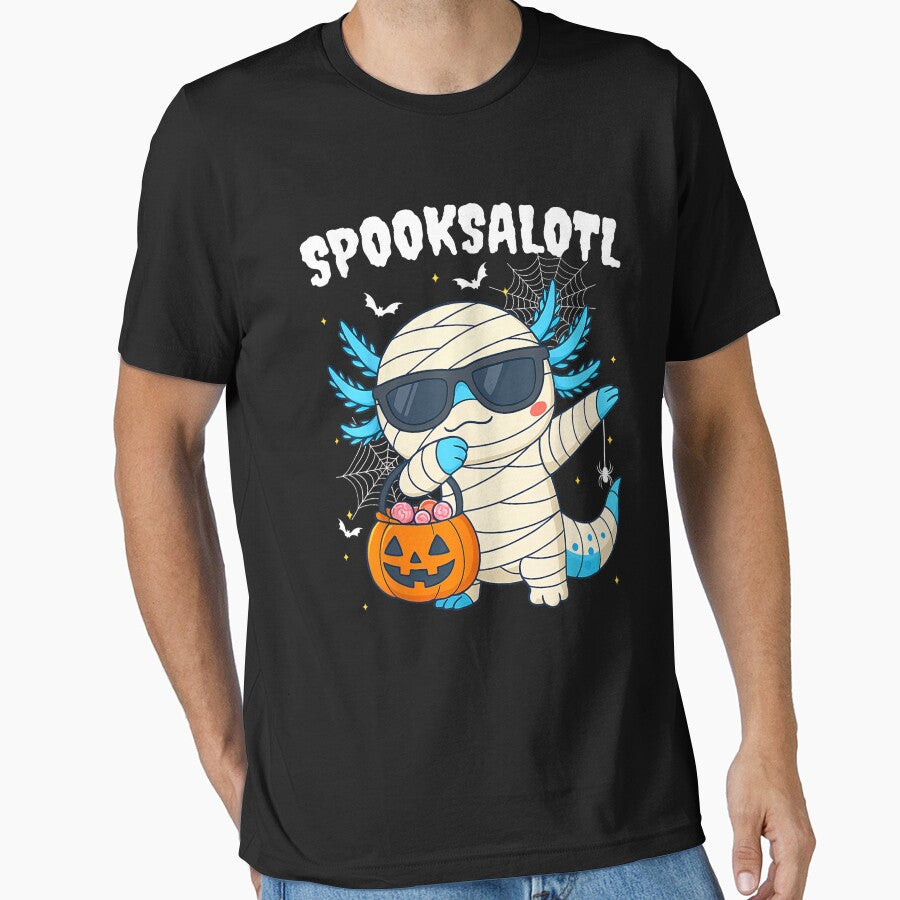 Cute Axolotl Loves Eating Sweet Halloween Pumpkin by BASKF
