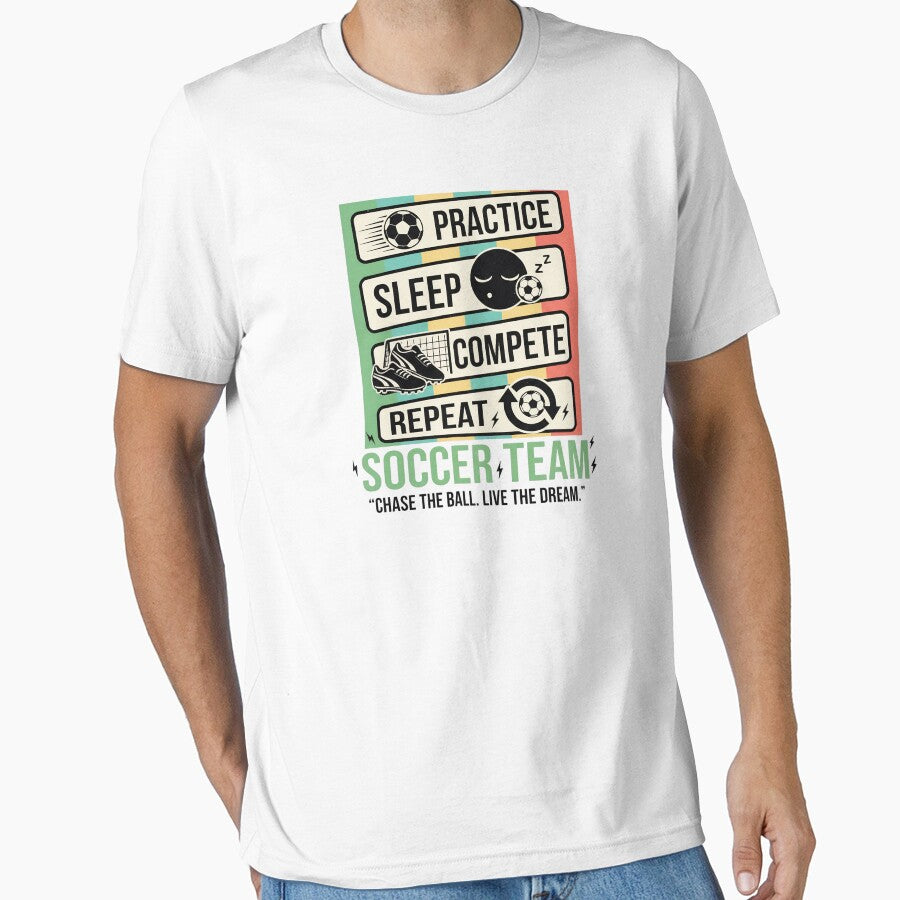 Soccer Practice Sleep Compete Repeat | Motivational Soccer Team by Dezyra Clothing