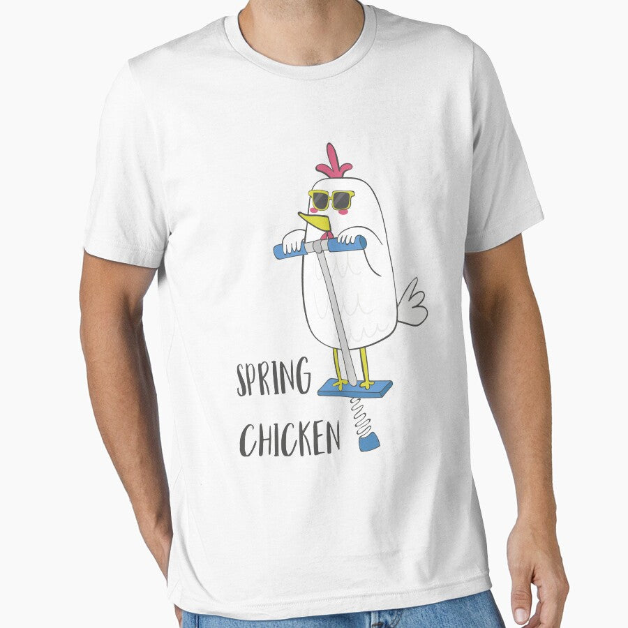 Spring Chicken Chicken On Pogo Stick Funny Chicken Gift by DreamyPanda