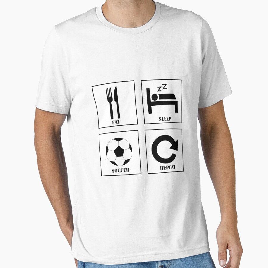 Eat Sleep Soccer  Repeat Player Gift white color by Panya-Design
