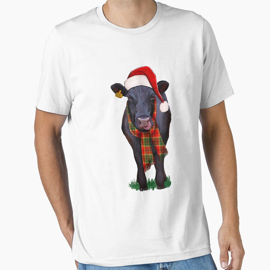 Black Angus Cow Santa Hat Christmas by douglasgary019