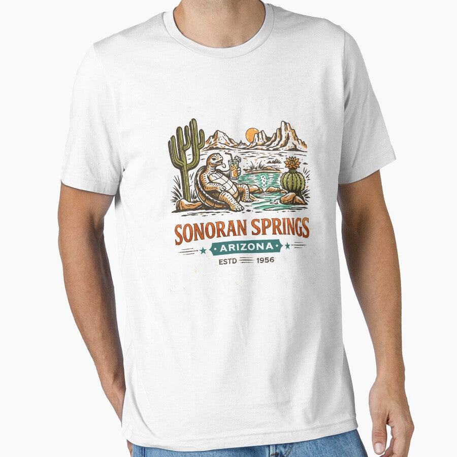 Sonoran Springs Arizona Vintage Desert Illustration by Matinez Pink