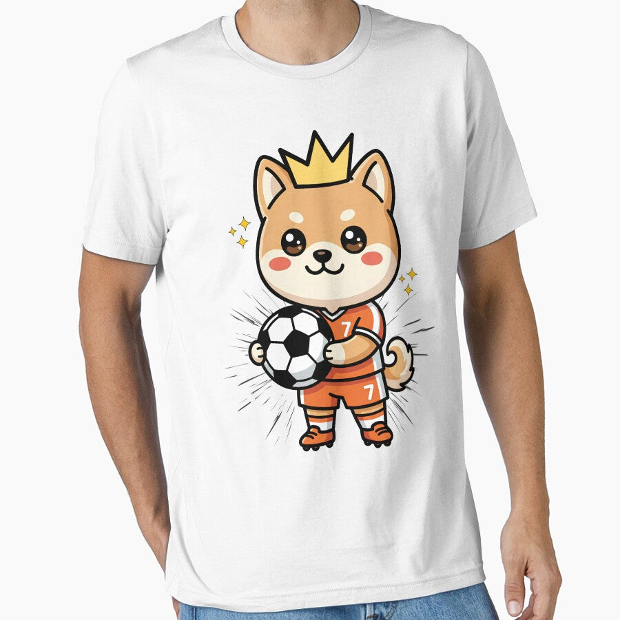 Cute Shiba Inu Soccer Player Cartoon with Crown by yuki-hana