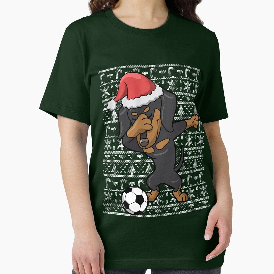 Dabbing Dachshund Soccer Football Ugly Christmas by frittata