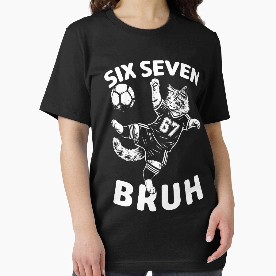 Funny 67 6 7 Soccer Cat Kick – Six Seven Bruh Meme by LashondaGreen89