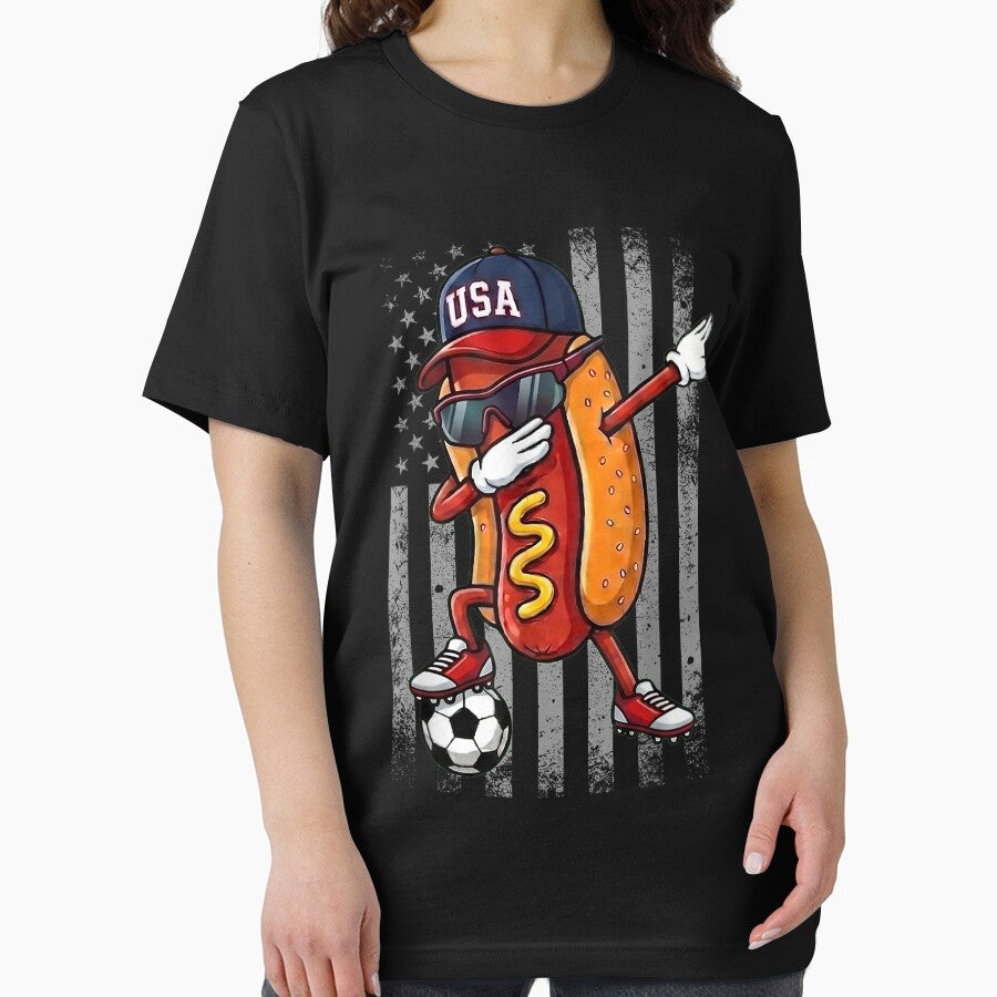 Hot Dog Dabbing Funny Soccer Boys Girls Kids Men & Women by GreggRoss