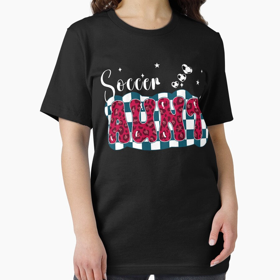 Cute Soccer Aunt Leopard Checkered Tee by LarryMBrown