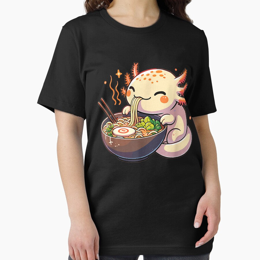 Cute Axolotl Loves Eating Japanese Ramen Noodles by BASKF