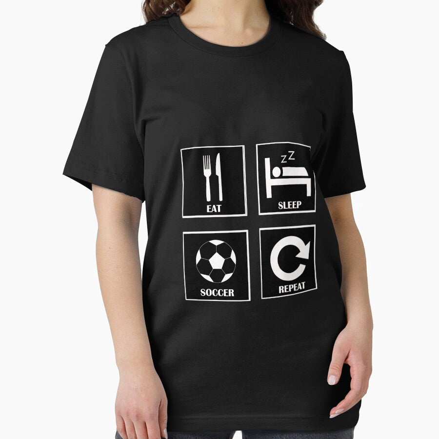 Eat Sleep Soccer Repeat Player Gift black color by Panya-Design