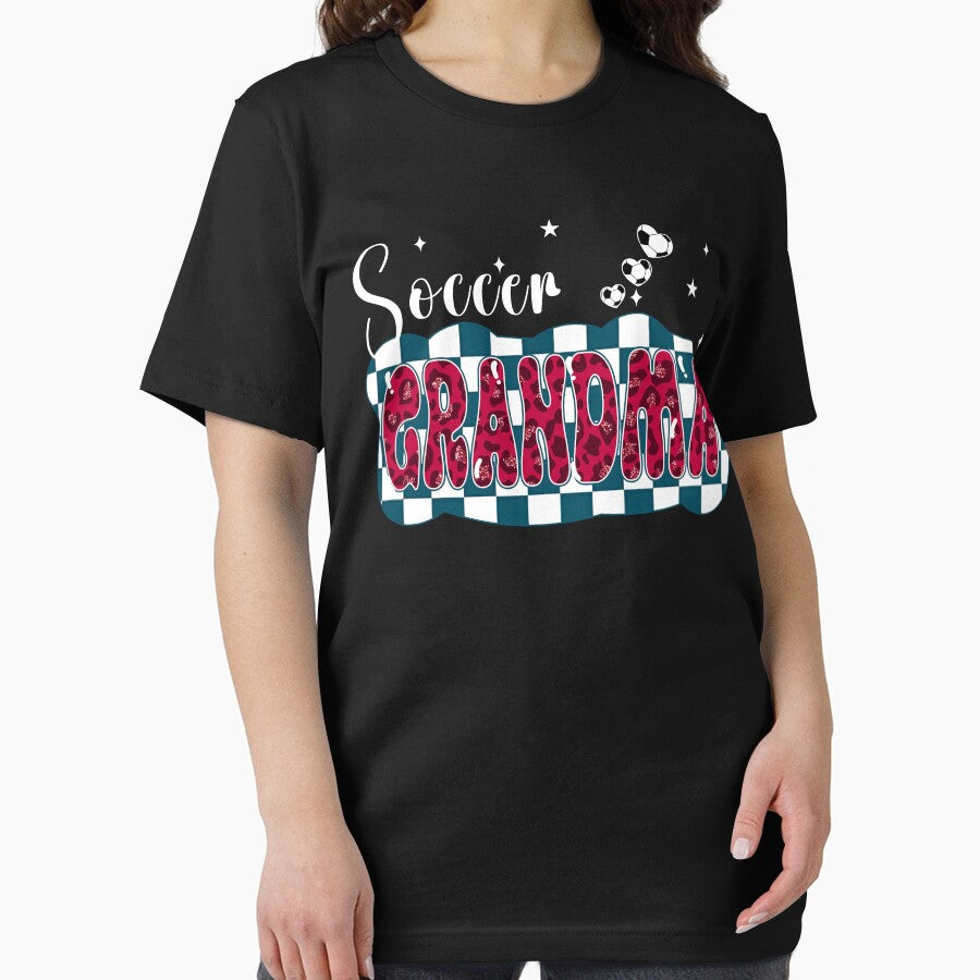 Cute Soccer Grandma Leopard Checkered Tee by LarryMBrown