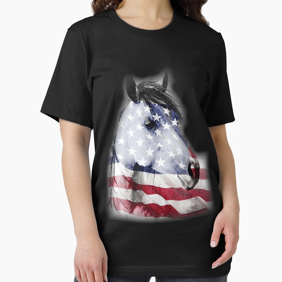 Patriotic Horse Head Horse Lover Independence Day Pet Animal Lover by EmilyPippin