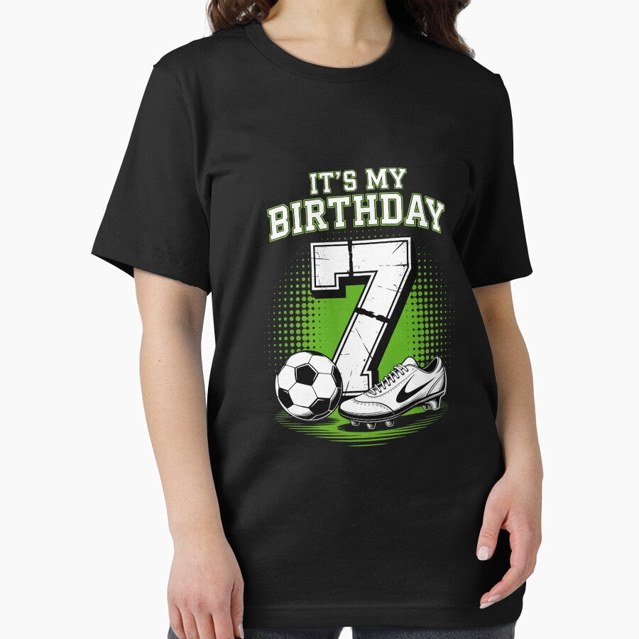 Kids 7 Year Old Soccer Boy Its My 7th Birthday Soccer Ball by MathisBellanger