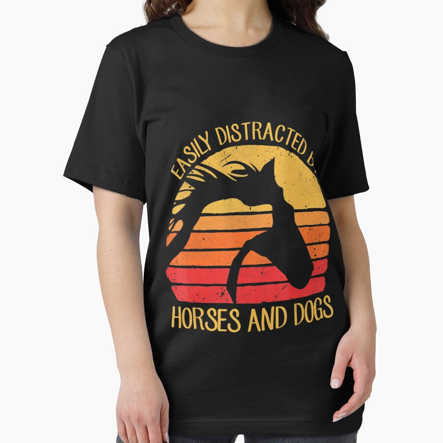 Easily Distracted By Horses And Dogs Funny Horse Animal Lover by EmilyPippin