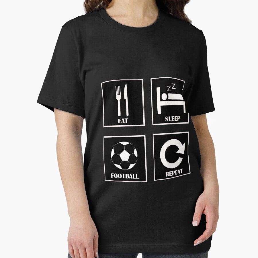 Eat Sleep Football Repeat Player Gift black color by Panya-Design
