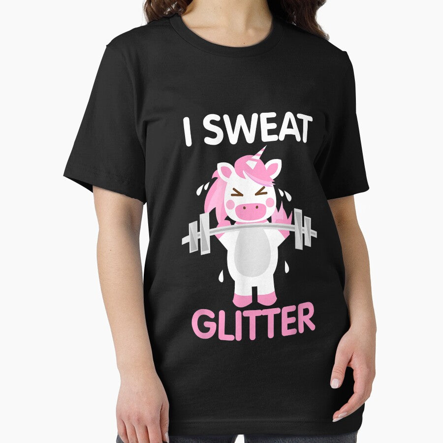 I Sweat Glitter Shirt  Cute Working Out Horse Tee Gift by doria7fjly