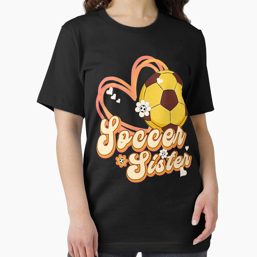 Cute Soccer Sister Retro Heart Tee by LarryMBrown
