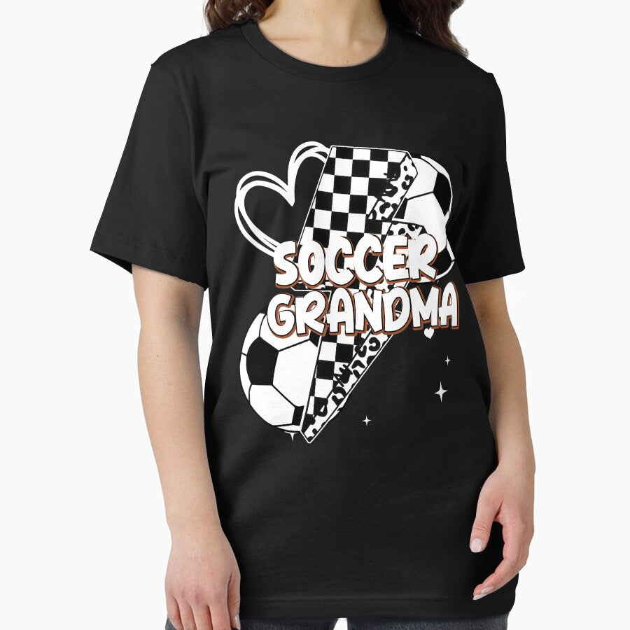 Leopard Soccer Grandma Checkered Bolt Tee by LarryMBrown