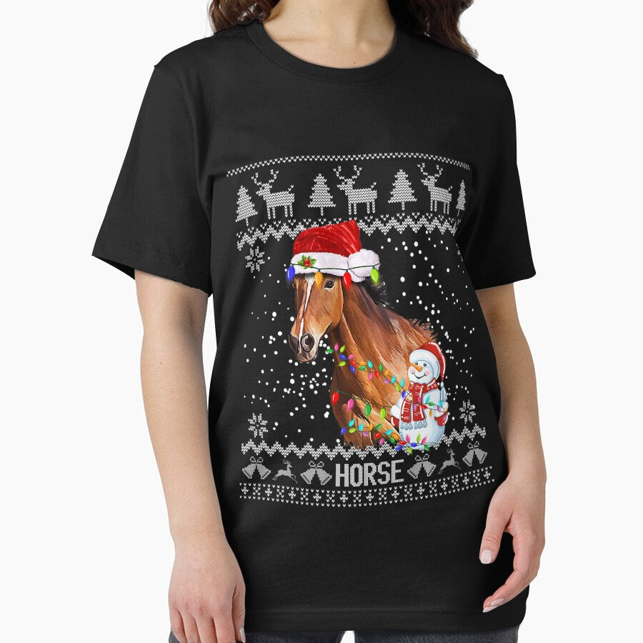 Horse Ugly Christmas Santa Hat Xmas Sweater Funny Horse Animal Lover by EmilyPippin
