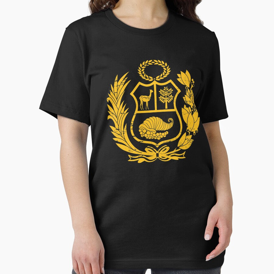 Peru T-Shirt Peruvian Coat of Arms Gold by HallelujahTees