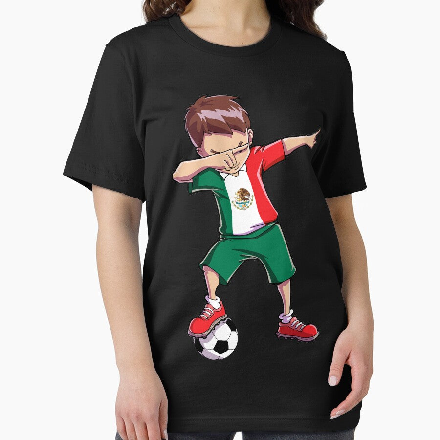 Dabbing Soccer T shirt for Boys Mexico Mexican Football Gift by LiqueGifts