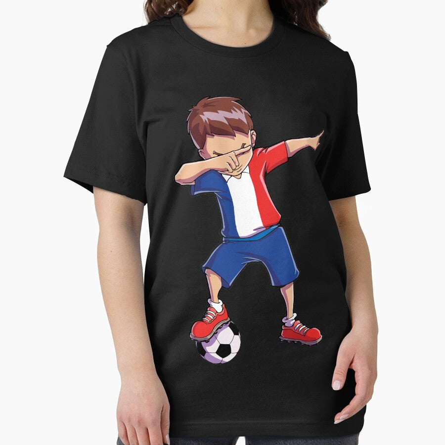 Dabbing Soccer T shirt for Boys France French Football Gifts by LiqueGifts