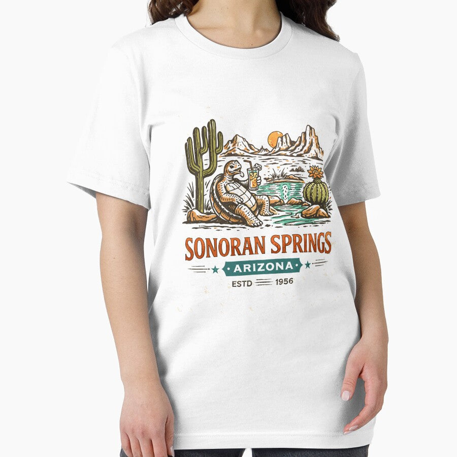 Sonoran Springs Arizona Vintage Desert Illustration by Matinez Pink