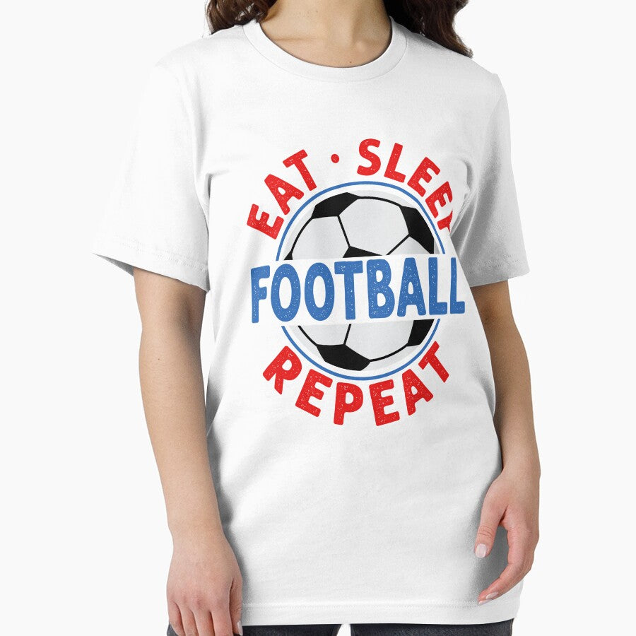 Eat Sleep Football Repeat Soccer Ball Shirt for Boys Girls Men and Women Who Love Football by RandomWeird