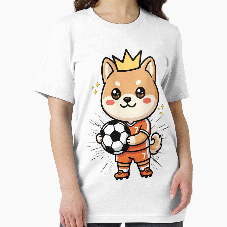 Cute Shiba Inu Soccer Player Cartoon with Crown by yuki-hana