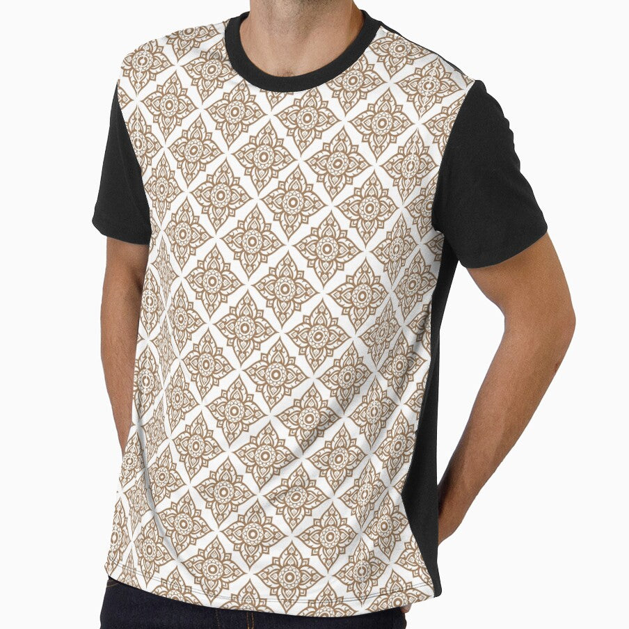 Thai pattern, golden color, Thai fabric, golden bush pattern, for everyone in the family. by isaartboho