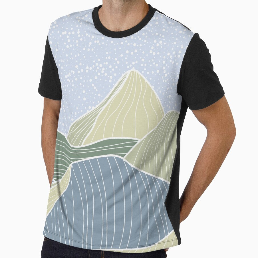 Japanese wave line art landscape background , abstract mountain by OSTONSHOP