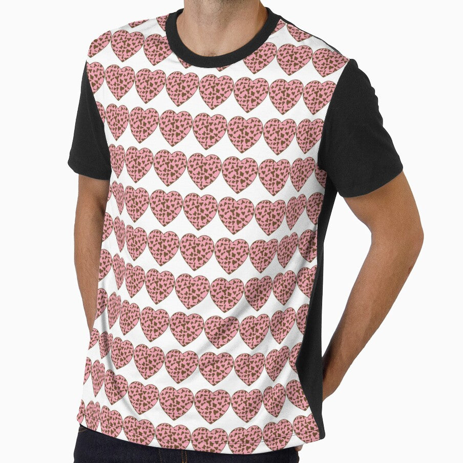 Regular Grid Small Brown Cow Patches on Pink Cowhide | Continues Pink Cow Heart by Cow-Print-Stuff