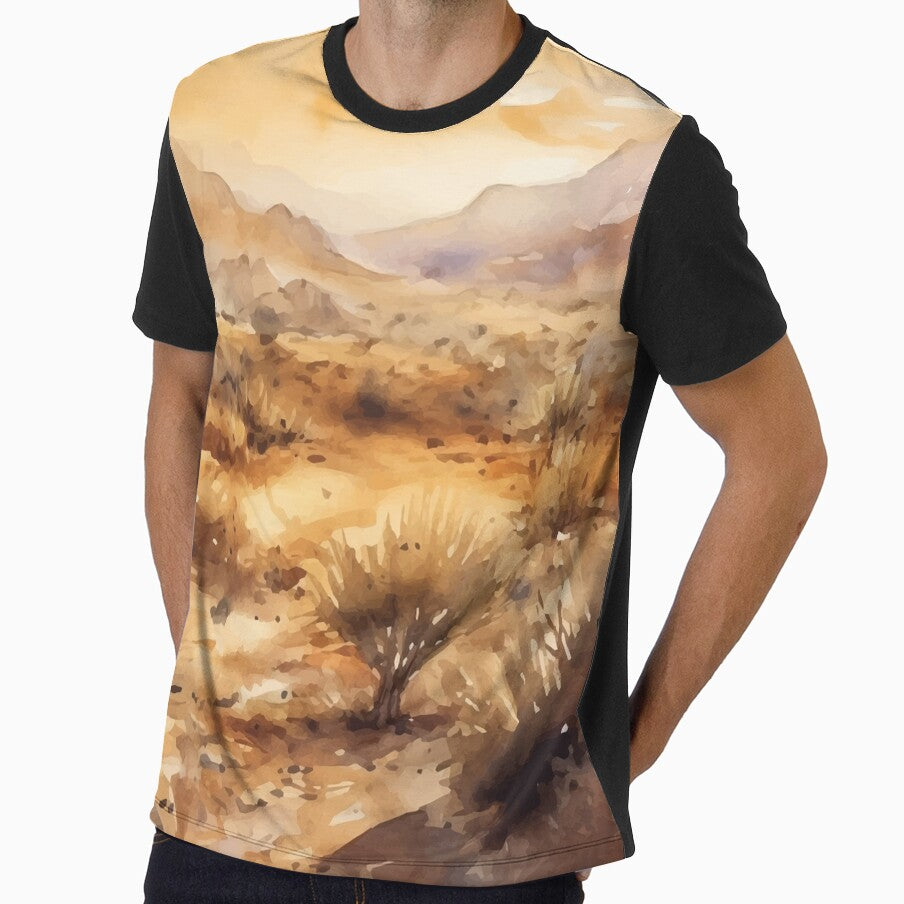 The Desert in Golden Hues - Boho Desert Landscape Watercolors by GVRDesign