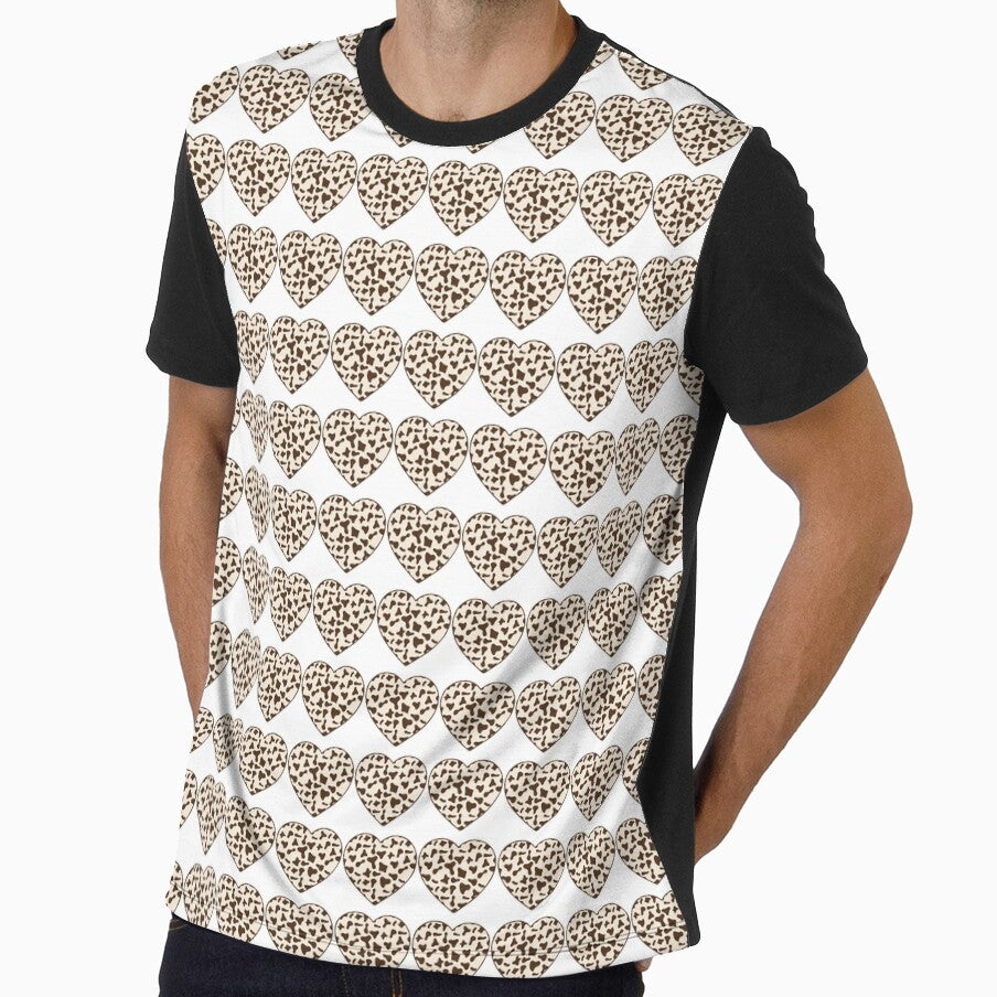 Regular Grid Small Brown Cow Patches on Cream Cowhide | Continues Cream Cow Heart by Cow-Print-Stuff