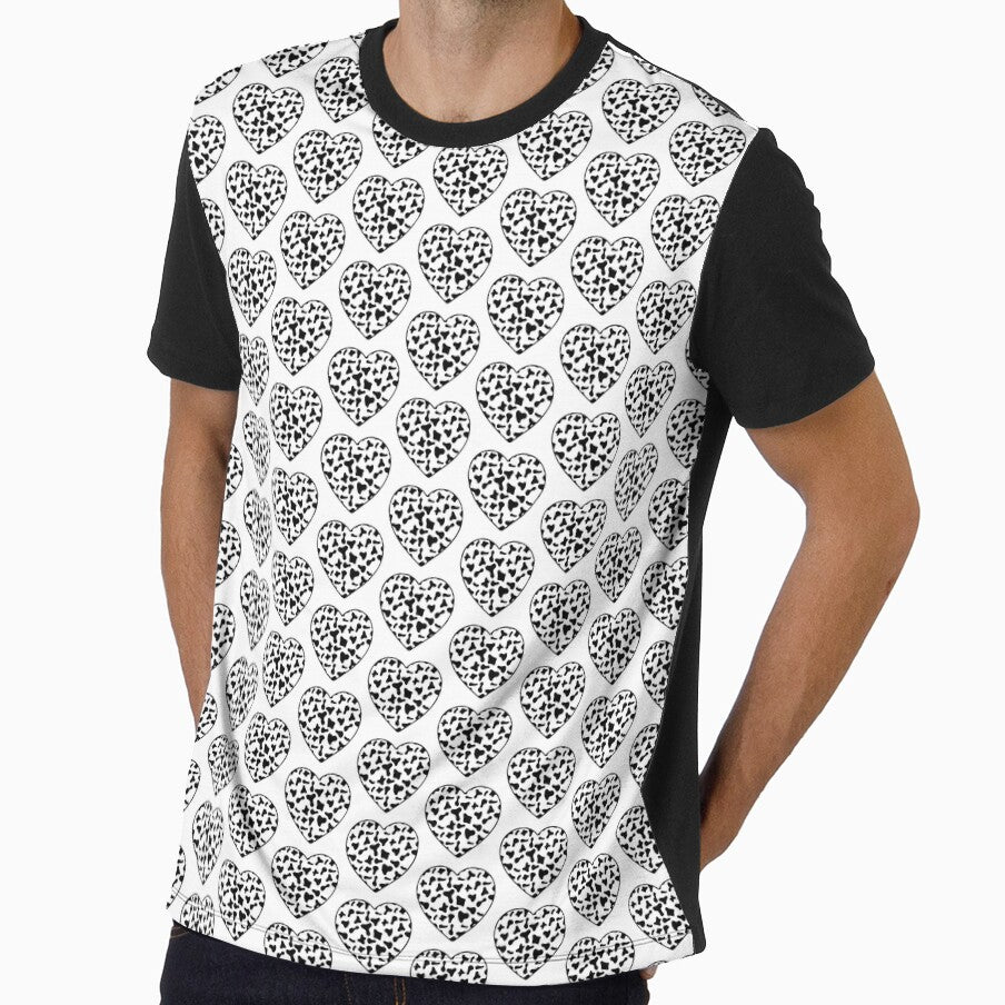 Offset Grid Small Black Cow Patches on White Cowhide | Continues White Cow Heart by Cow-Print-Stuff