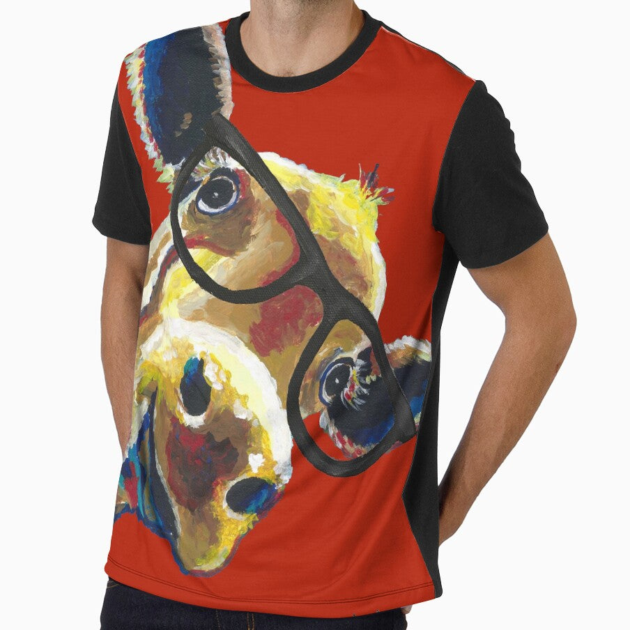 Cute Colorful Cow Art, Cow with glasses by leekellerart