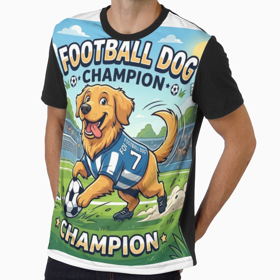 Football Dog Champion – Golden Retriever Soccer Player Cute Sports Dog Cartoon by Sneh024