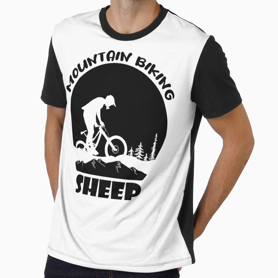 Mountain Biking Sheep Funny Quote Mountain Bikes Black White by peachyline