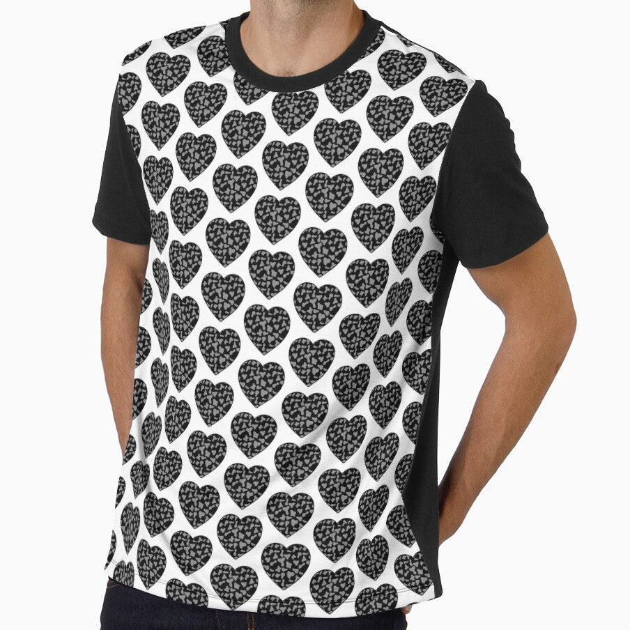 Offset Grid Small Grey Cow Patches on Black Cowhide | Continues Black Cow Heart by Cow-Print-Stuff