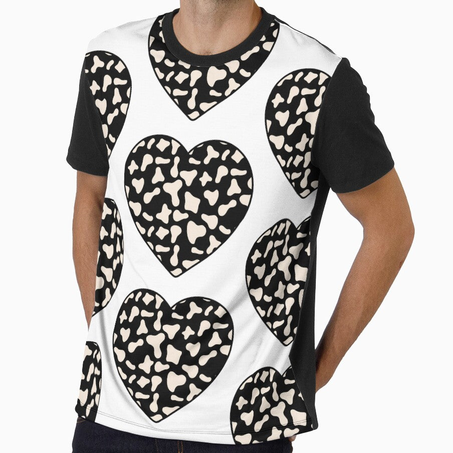 Big Cream Cow Patches on Black Cowhide | Continues Black Cow Heart by Cow-Print-Stuff