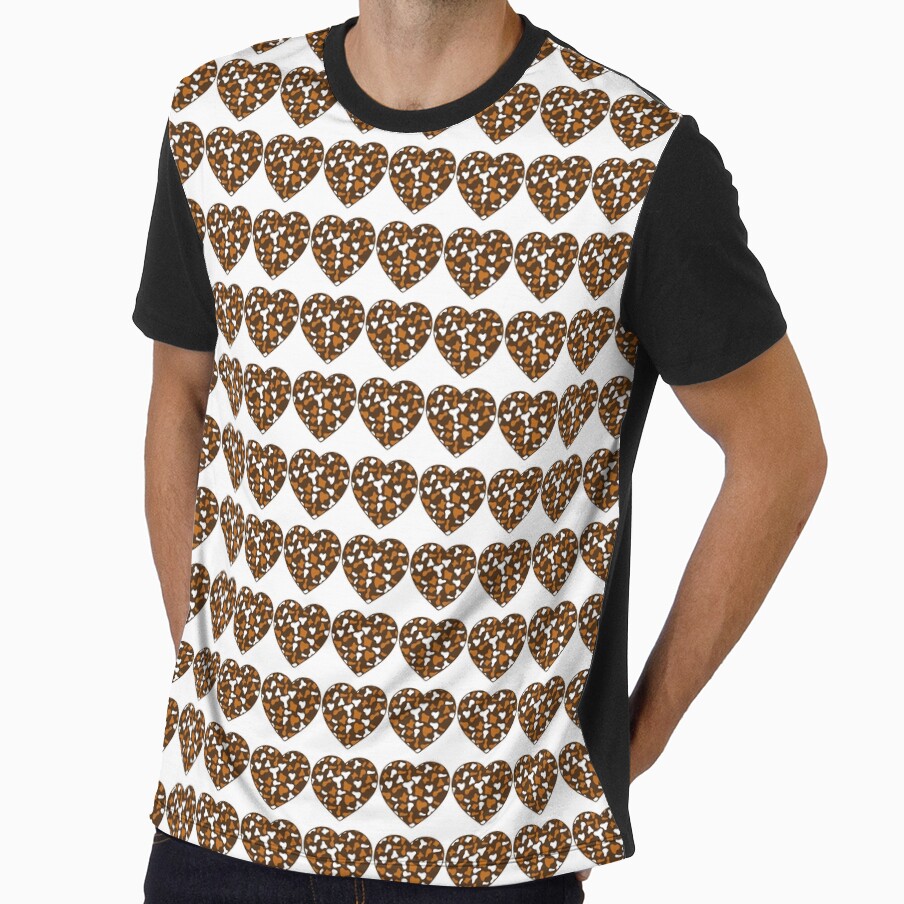 Regular Grid Small Caramel White Cow Patches on Brown Cowhide | Continues Brown Cow Heart by Cow-Print-Stuff