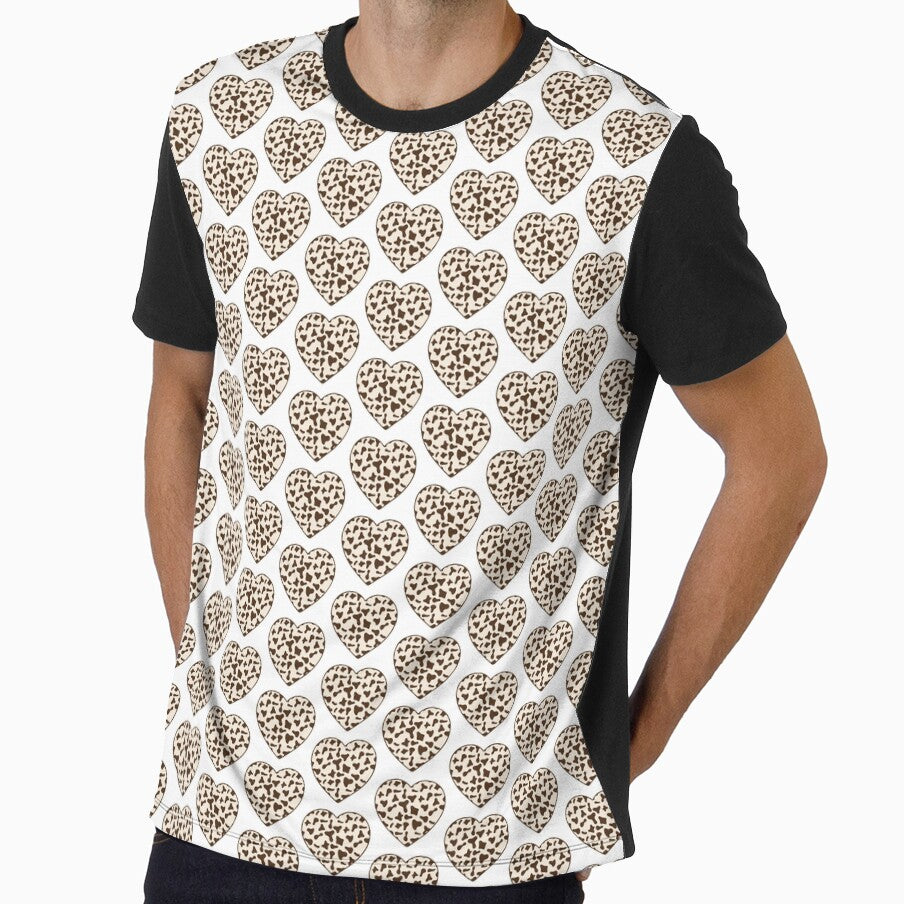 Offset Grid Small Brown Cow Patches on Cream Cowhide | Continues Cream Cow Heart by Cow-Print-Stuff