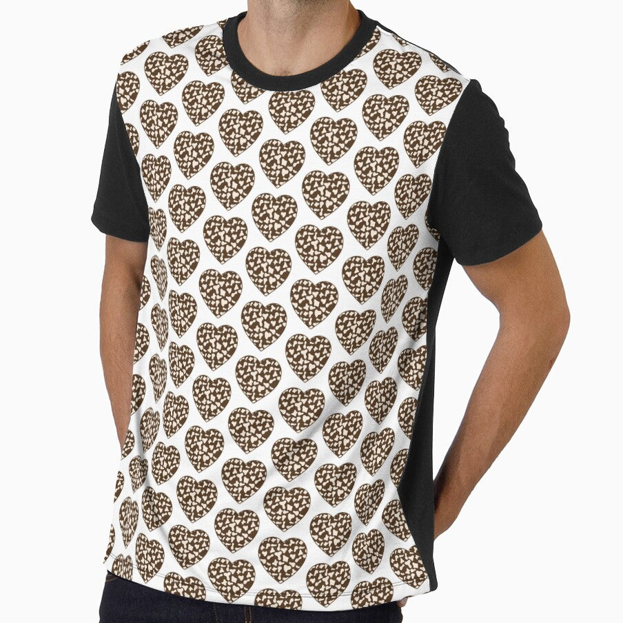 Offset Grid Small Cream Cow Patches on Brown Cowhide | Continues Brown Cow Heart by Cow-Print-Stuff