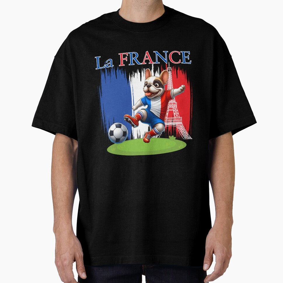 French Bulldog Eiffel Tower Soccer Football Game Go Blues by Oz64