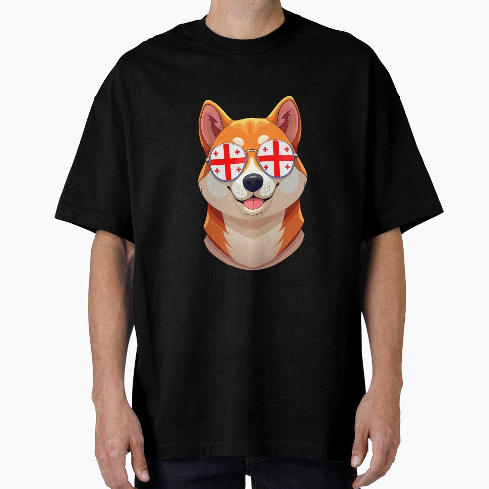 Vintage Patriotic Shiba Inu Georgian Flag by DreamBrushy