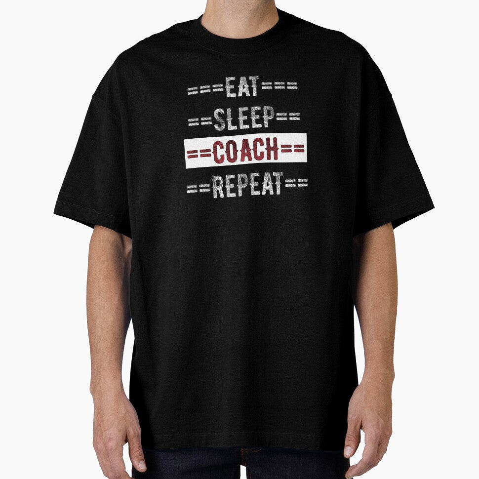 Coaches Gift - Eat Sleep Coach Repeat  - Distressed Text Design by TrndSttr
