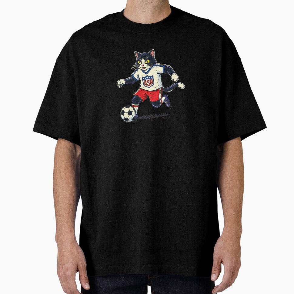 Retro 90s USA Soccer Cat by Ink & Void Co.