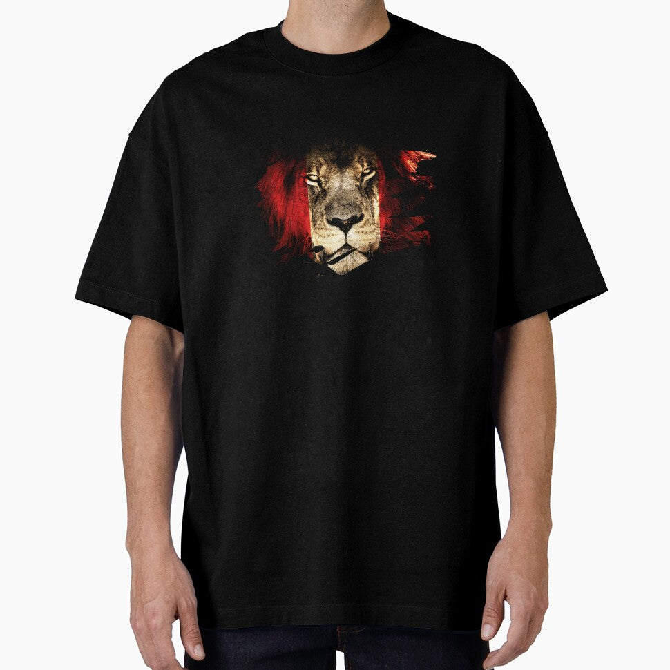 Peru Flag & African Lion Picture by ockshirts