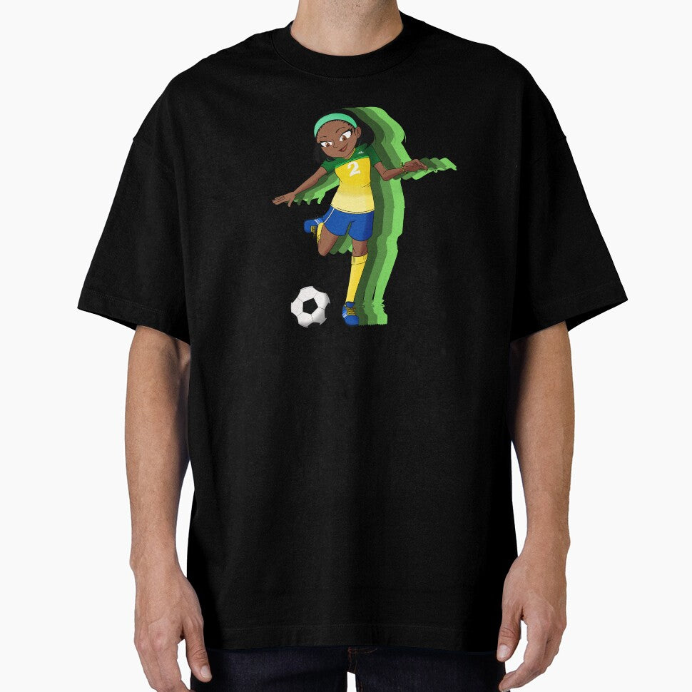 A Female Soccer Player with Green Background by KiyaSketches