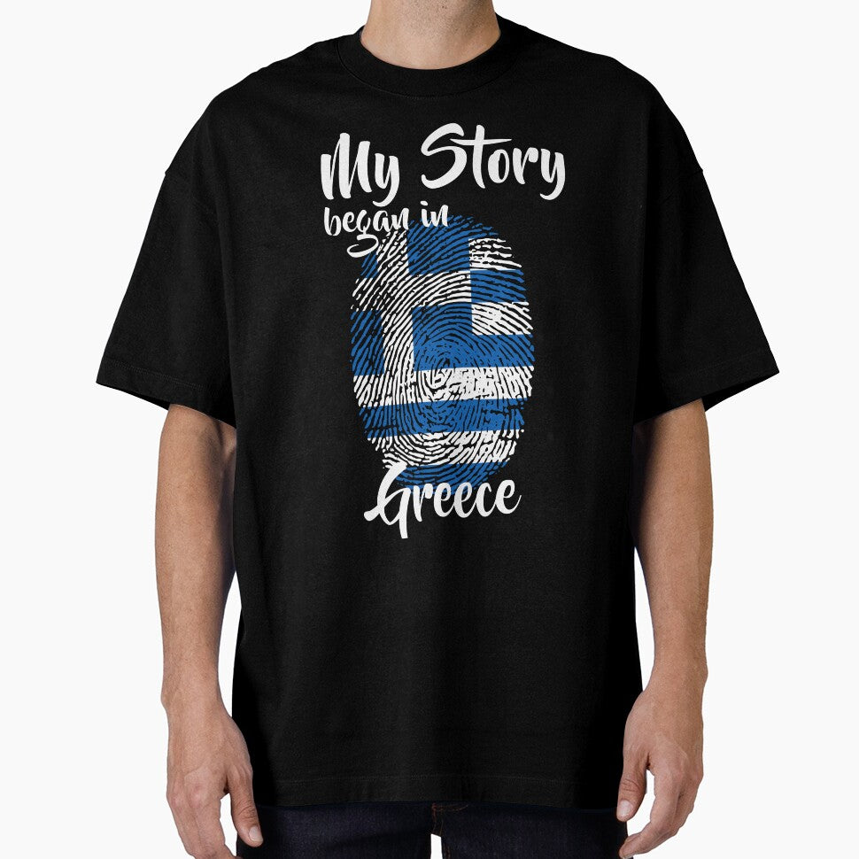 My story began in Greece Flag Fingerprint DNA Greek by PartyShirts1